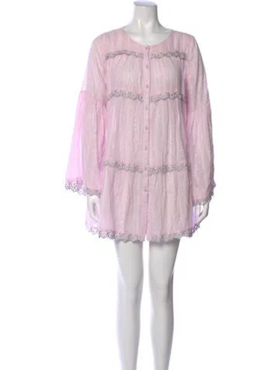 Pre-owned Sunday Saint-tropez Linen Mini Dress In Pink