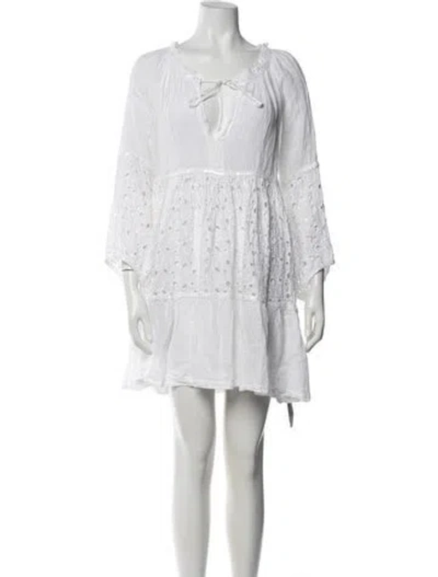 Pre-owned Sunday Saint-tropez Linen Mini Dress W/ Tags In White