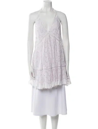 Pre-owned Sunday Saint-tropez Linen Mini Dress In White