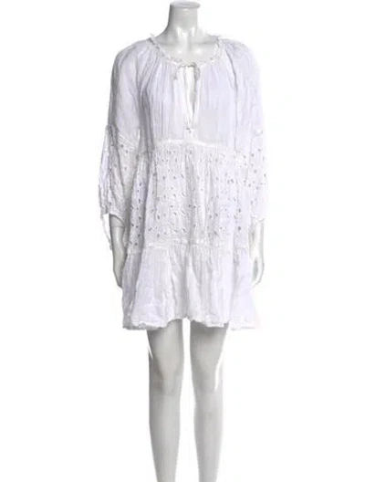 Pre-owned Sunday Saint-tropez Linen Mini Dress In White