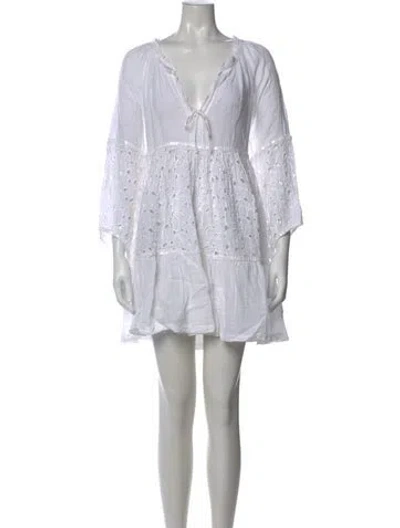 Pre-owned Sunday Saint-tropez Linen Mini Dress In White