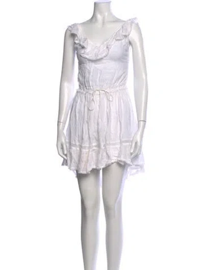 Pre-owned Sunday Saint-tropez Linen Mini Dress In White