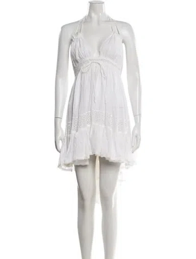 Pre-owned Sunday Saint-tropez Linen Mini Dress In White