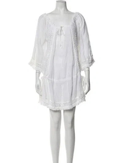 Pre-owned Sunday Saint-tropez Linen Mini Dress In White