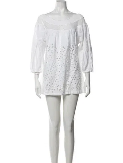 Pre-owned Sunday Saint-tropez Linen Mini Dress In White