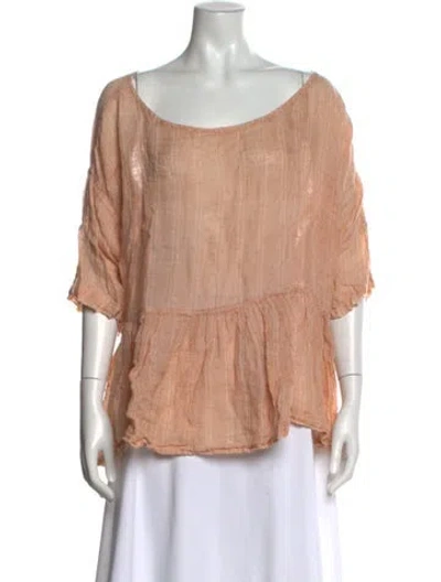 Pre-owned Sunday Saint-tropez Linen Scoop Neck Sweater In Pink