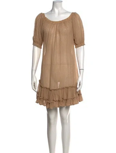 Pre-owned Sunday Saint-tropez Off-the-shoulder Mini Dress In Neutrals