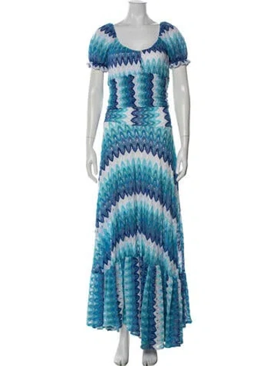 Pre-owned Sunday Saint-tropez Patterned Crochet Trim Skirt Set In Blue