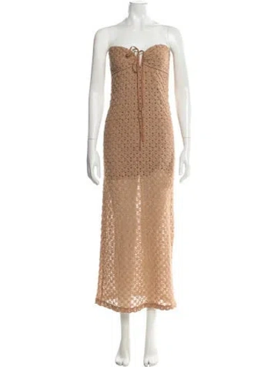 Pre-owned Sunday Saint-tropez Patterned Long Dress In Metallic/neutrals