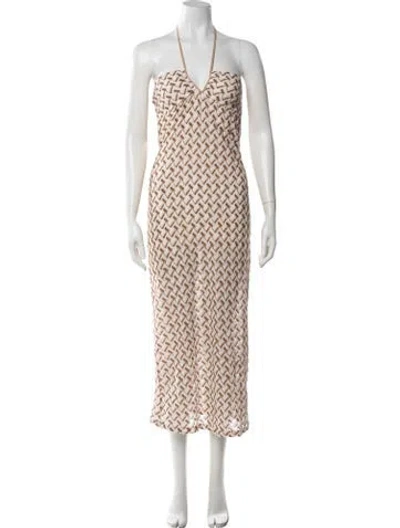 Pre-owned Sunday Saint-tropez Patterned Long Dress In Neutrals
