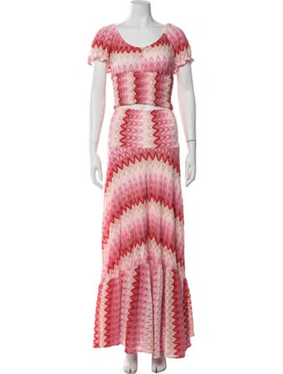 Pre-owned Sunday Saint-tropez Patterned Skirt Set In Pink