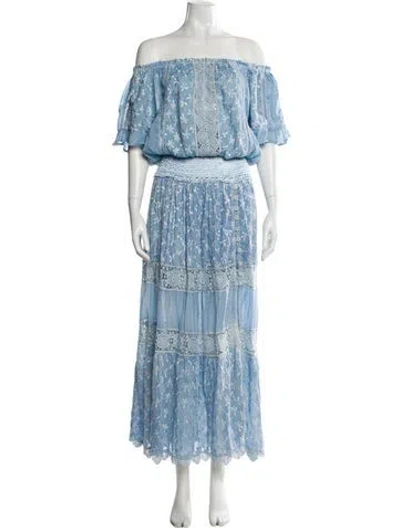 Pre-owned Sunday Saint-tropez Printed Embroidered Accent Dress Set In Blue