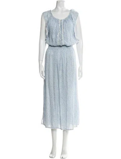 Pre-owned Sunday Saint-tropez Printed Long Dress In Blue
