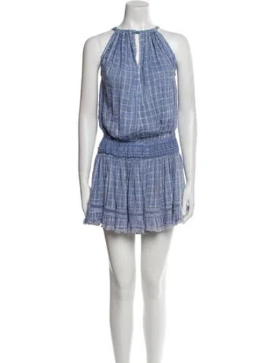 Pre-owned Sunday Saint-tropez Printed Mini Dress In Blue