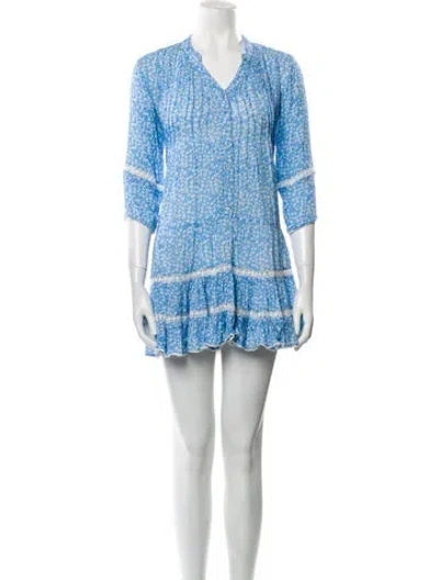 Pre-owned Sunday Saint-tropez Printed Mini Dress In Blue