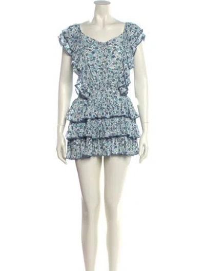 Pre-owned Sunday Saint-tropez Printed Mini Dress In Blue
