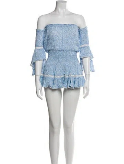 Pre-owned Sunday Saint-tropez Printed Mini Dress In Blue