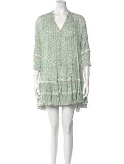 Pre-owned Sunday Saint-tropez Printed Mini Dress In Green