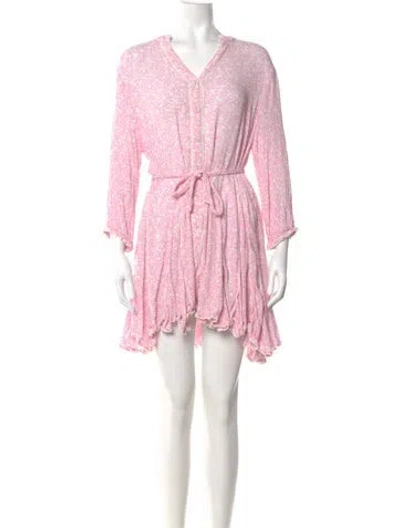 Pre-owned Sunday Saint-tropez Printed Mini Dress In Pink