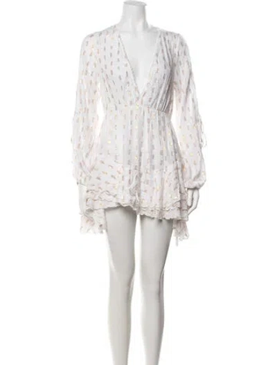 Pre-owned Sunday Saint-tropez Printed Mini Dress In White