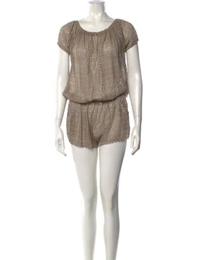 Pre-owned Sunday Saint-tropez Scoop Neck Romper In Neutral