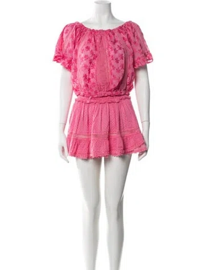 Pre-owned Sunday Saint-tropez Silk Floral Print Skirt Set In Pink