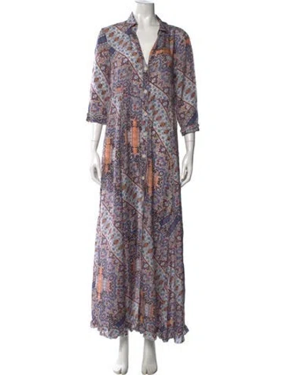 Pre-owned Sunday Saint-tropez Silk Long Dress In Multi