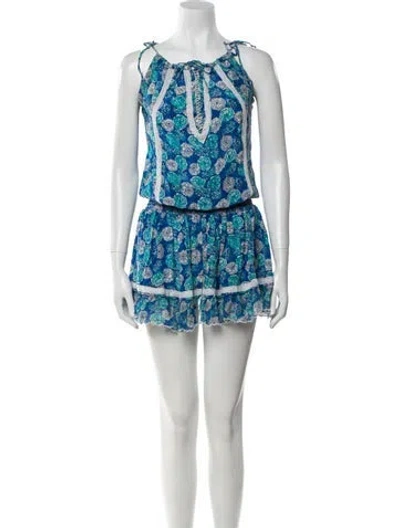 Pre-owned Sunday Saint-tropez Silk Mini Dress In Blue