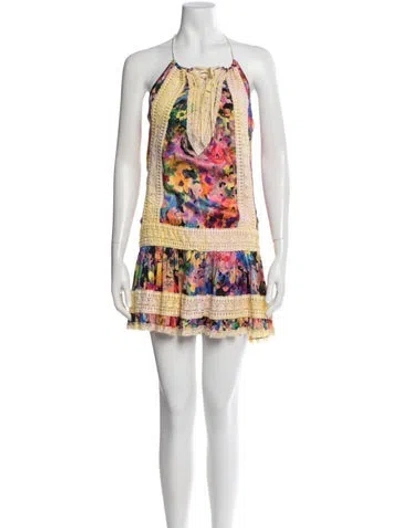 Pre-owned Sunday Saint-tropez Silk Mini Dress In Yellow