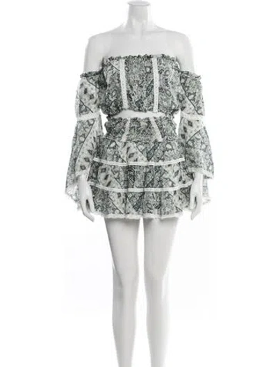 Pre-owned Sunday Saint-tropez Silk Printed Skirt Set In Green