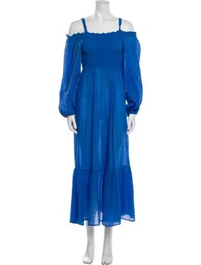 Pre-owned Sunday Saint-tropez Square Neckline Long Dress In Blue