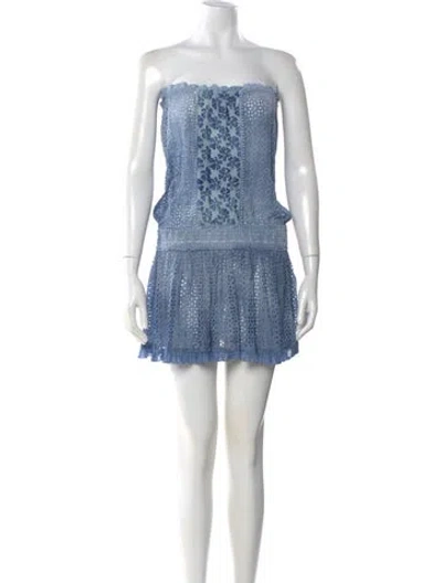 Pre-owned Sunday Saint-tropez Strapless Mini Dress In Blue
