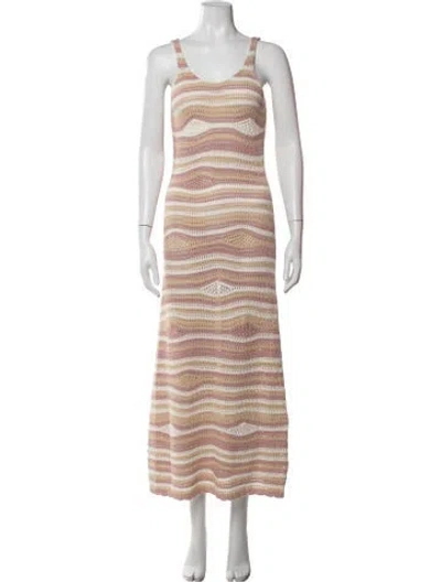 Pre-owned Sunday Saint-tropez Striped Long Dress In Neutrals