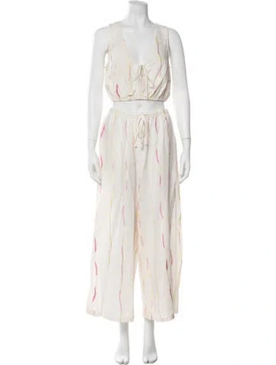Pre-owned Sunday Saint-tropez Striped Pant Set In Neutrals