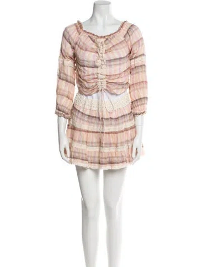 Pre-owned Sunday Saint-tropez Striped Ruffle Embellishment Skirt Set In Neutral