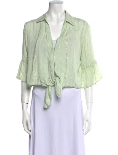 Pre-owned Sunday Saint-tropez Striped Three-quarter Sleeve Crop Top