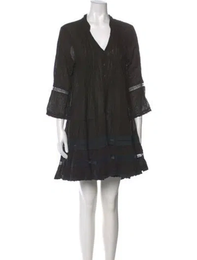 Pre-owned Sunday Saint-tropez V-neck Mini Dress In Black