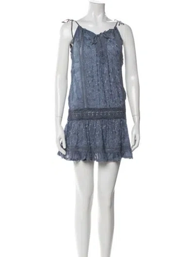 Pre-owned Sunday Saint-tropez V-neck Mini Dress In Blue