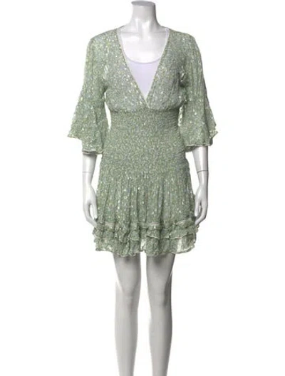 Pre-owned Sunday Saint-tropez V-neck Mini Dress In Green