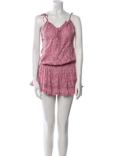 Pre-owned Sunday Saint-tropez V-neck Mini Dress In Pink