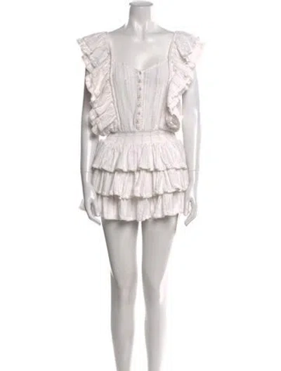 Pre-owned Sunday Saint-tropez V-neck Mini Dress In White