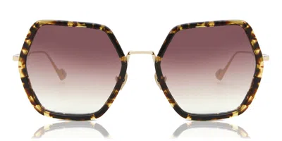 Sunday Somewhere Elizabeth C1 Women's Sunglasses Tortoiseshell Size 54 In Brown