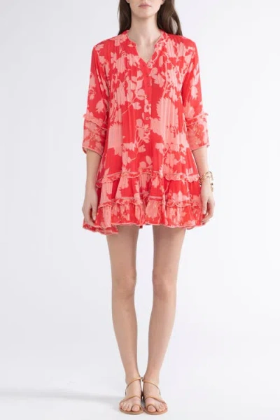 Sunday St Tropez Sunday St. Tropez Bella Ciao Cover-up Flower Mini Dress In Pink