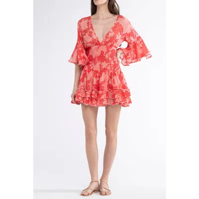Sunday St Tropez Sunday St. Tropez Jenina Cover-up Flower Mini Dress In Red