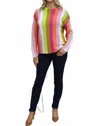 Sunday Vertical Bar Striped Long Sleeve Sweater In Multicolored