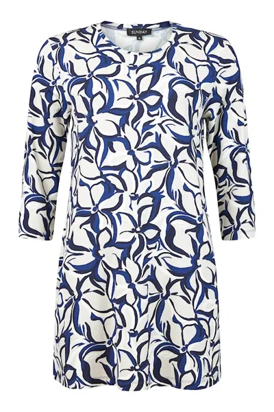 Sunday Women's Flower Tunic Dress In Royal Blue
