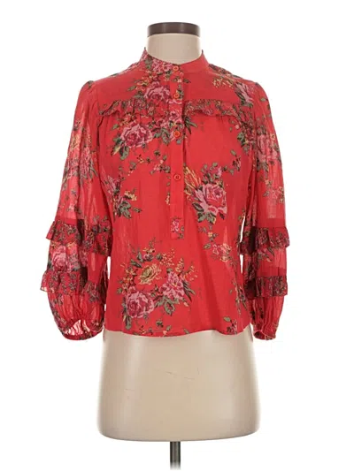 Pre-owned Sundays 3/4 Sleeve Blouse In Red