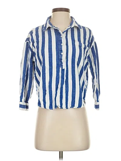 Pre-owned Sundays 3/4 Sleeve Button Down Shirt In Blue