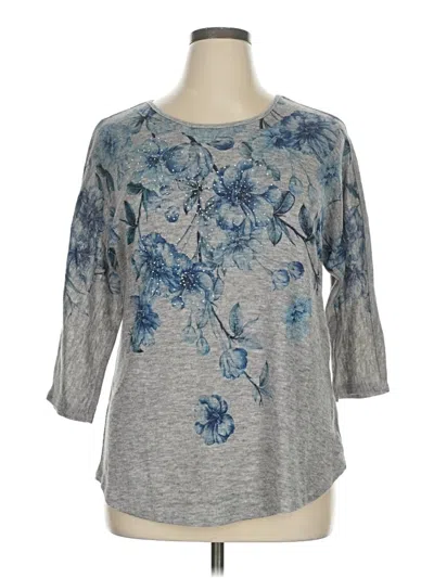 Pre-owned Sundays 3/4 Sleeve Top Gray Boatneck Tops