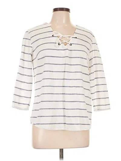 Pre-owned Sundays 3/4 Sleeve Top Ivory Keyhole Neckline Tops